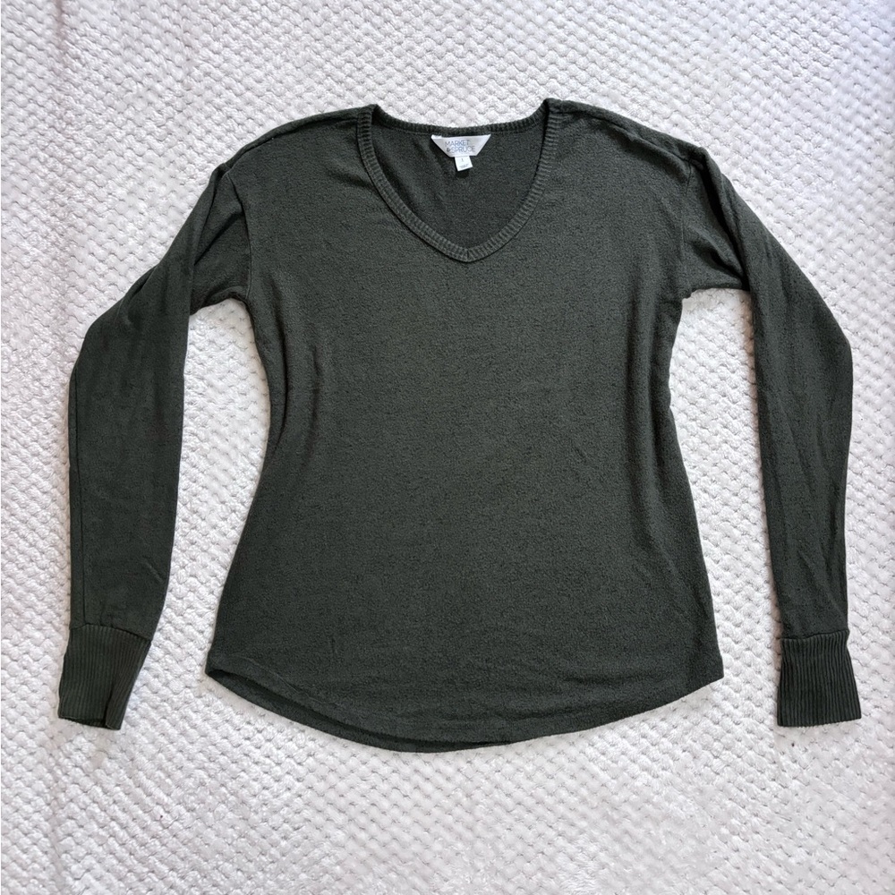 Market & Spruce Dark Green Knit Top